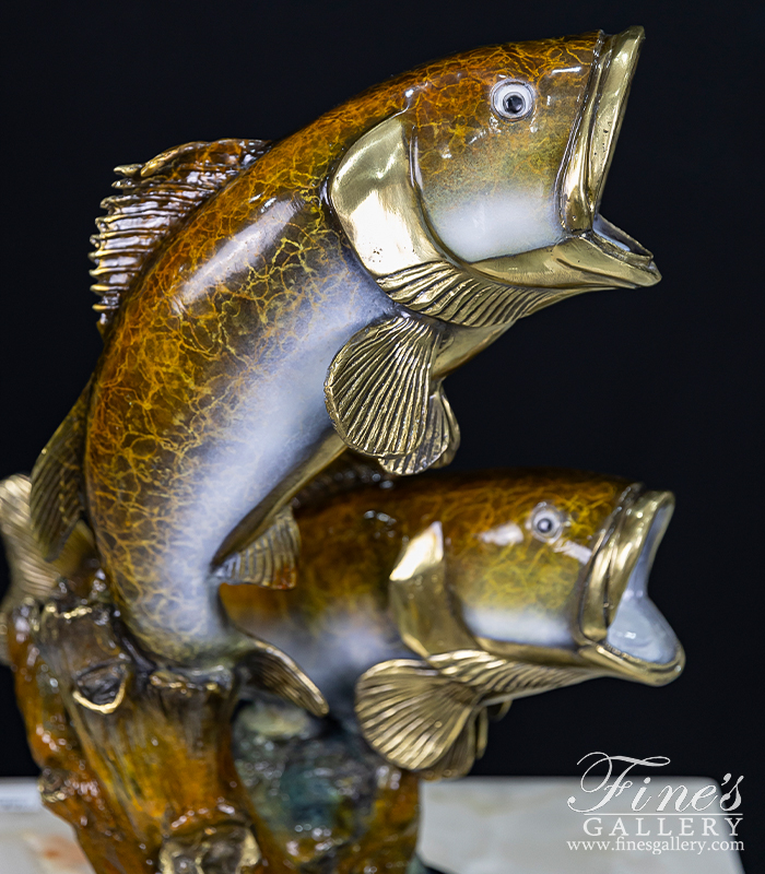 Bronze Statues  - Bronze Fish Statue - Bass - BS-1330